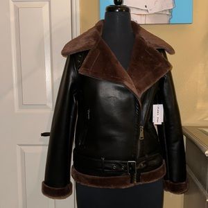 Faux fur leather jacket